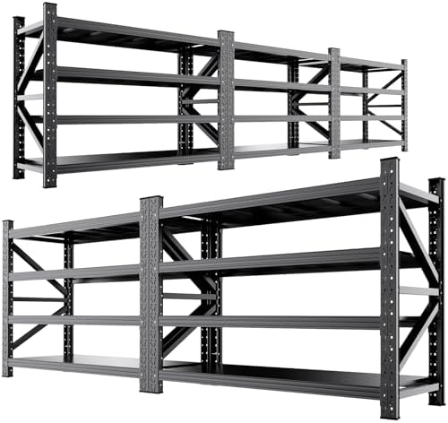 5 Set 6000LBS Heavy Duty Storage Shelves, 69"W Adjustable Garage Shelving Unit, Rust Proof Large Metal Storage Rack, 24"D x 69"W x 64"H Industrial Shelving for Warehouse, Basement, Supermarket by AXASIIO