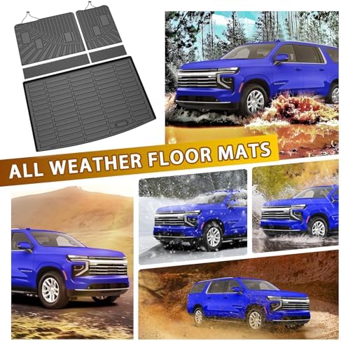 Powerty Floor Mats for 2021-2025 2026 Chevy Chevrolet Suburban/GMC Yukon XL 7 Seats, All Weather 3D TPE Trunk Cargo Liner Seat Back Covers with Door Sill Guards Protectors Full Set Car Accessories - Image 5