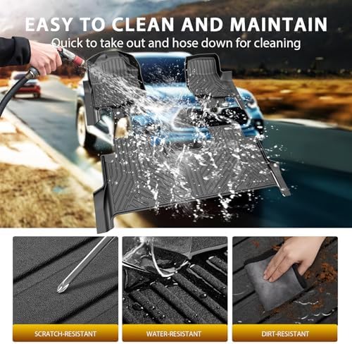 Powerty Floor Mats for 2017-2024 2025 2026 Ford F250/F350/F450 Super Duty Crew Cab All Weather 3D TPE Anti-Slip Truck Liners for 1st & 2nd Row Accessories - Image 3