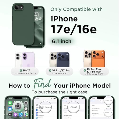 GolbinBox Magnetic for iPhone 17e/16e Case, Silicone Cover, Army Green - Image 2