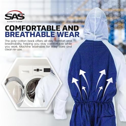 SAS Safety 6939 Moon suit Nylon Cotton Coverall, Extra Large, White - Image 5