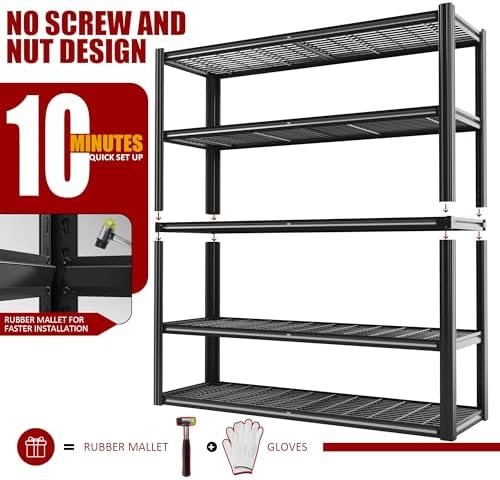 5 Tier Garage Shelving Heavy Duty 3030LBS 48" W x 72" H x 24" D - Image 6