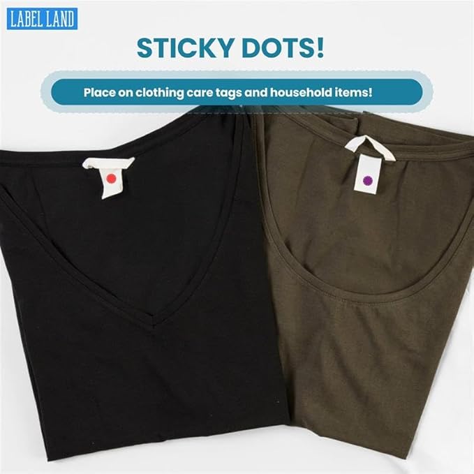 Clothing Labels, Color Coded Dots, Stick-On Dots, 8 Colors, 25 of Each Color - Image 3