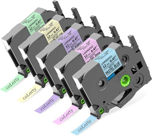 Colorty Replacement for Brother P-Touch Label Maker Tape Ptouch TZe TZ 12mm by COLORTY