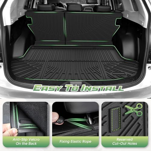 Forester Floor Mats - Car Mats for Subaru Forester 2009-2013, All Weather Full Set Cargo Liner with Backrest Mat for Forester Accessories, Heavy Duty Waterproof, Black - Image 5