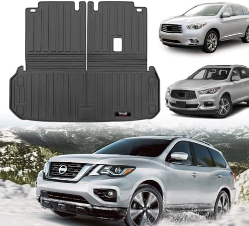 Custom for 2013-2020 Nissan Pathfinder/2013 JX35 /2014-2020 Infiniti QX60 Cargo Mats with Backrest Mats All Weather TPE Accessories (for 13-20 Nissan Pathfinder/13 Infiniti JX35 /14-20 QX60) by Yonugli