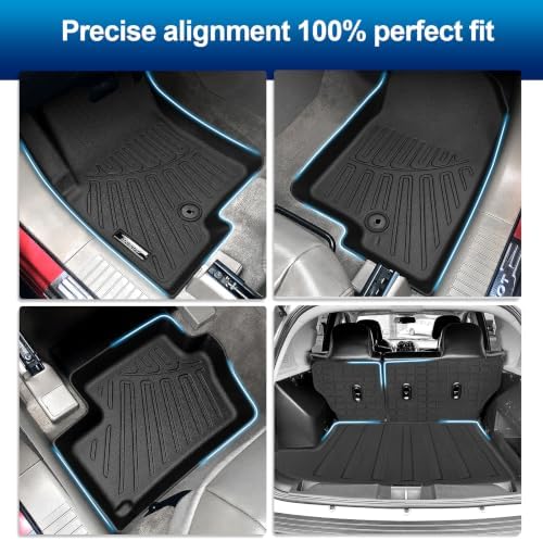 PELEUS Floor Mats Custom Fit for Jeep Compass 2007-2016, 4PC Full Set All Weather Car Liners Includes 1st 2nd Row Front Rear Seat Mats and Trunk Mat Cargo Liner, Black - Image 2
