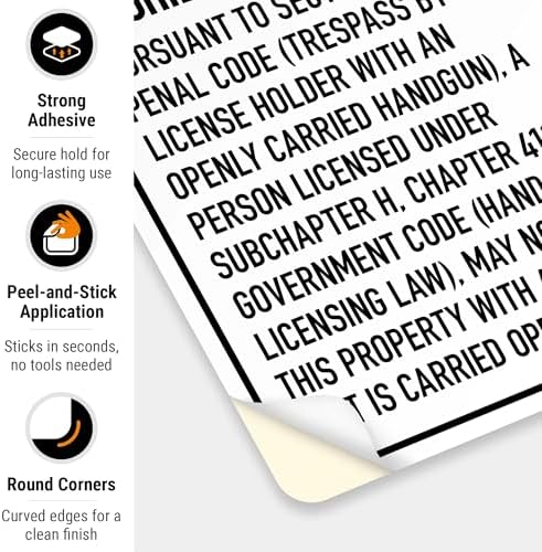 No Open Carry of Handgun Prohibited Texas §3007 Sign, - Image 6