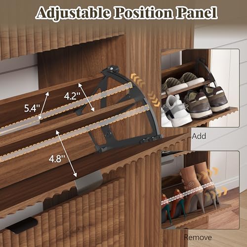 Shoe Cabinet Storage for Entryway with 3 Drawers & Side Cabinet, Walnut - Image 6
