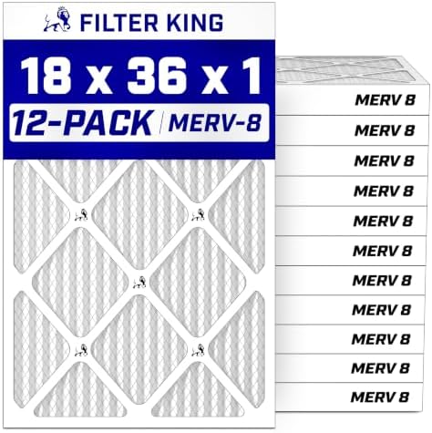 Filter King 18x36x1 Air Filter MERV 8, AC Furnace Filters (12-Pack) by FilterKing