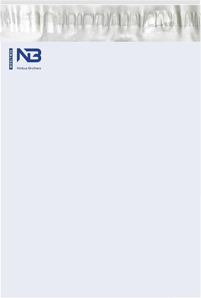 NB 12x15.5 Inch – 10 Pcs White Poly Mailers Strong Adhesive Self-Seal Shipping by NimbusBrothers