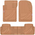 Motor Trend FlexTough™ Advanced Beige Rubber Car Floor Mats – Heavy Duty Trim to Fit All Weather Floor Mats for Cars Truck SUV - Automotive Car Interior Floor Liner Protection - Universal Fit by MotorTrend