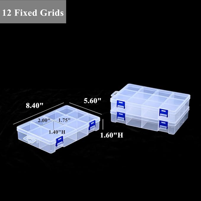 BangQiao 6 Pack Fixed 12 Grids Clear Plastic Storage Divider Box - Image 3