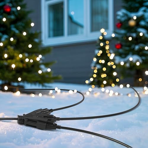 BN-Link's 2 Pack Outdoor Extension Cord Set is Ideal for Holiday Yard Decorations and Garden Equipment. with Three outlets You can Plug in Loads up to a Total of 13amps/1625watts. (Black, 25ft) - Image 6