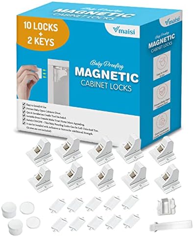 Vmaisi Adhesive Magnetic Locks for Cabinets & Drawers (10 Locks and 2 Keys) by vmaisi