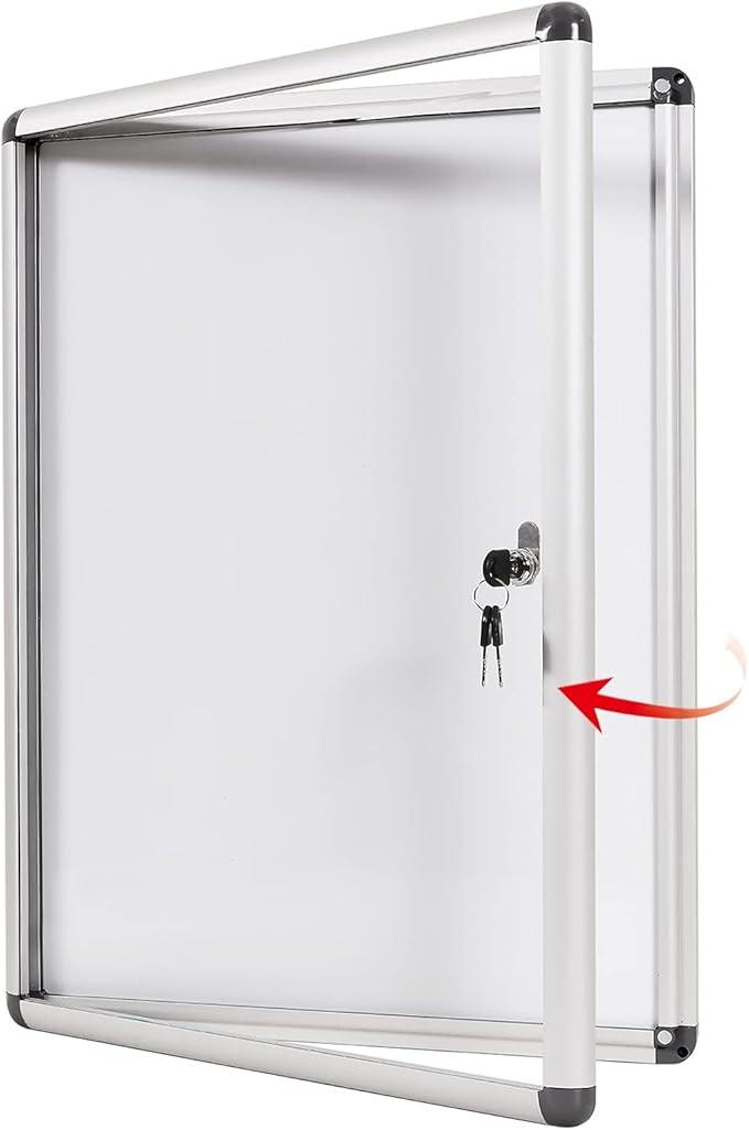 SWANCROWN Enclosed Bulletin Board Magnetic Dry Erase Noticeboard Lockable by SWANCROWN