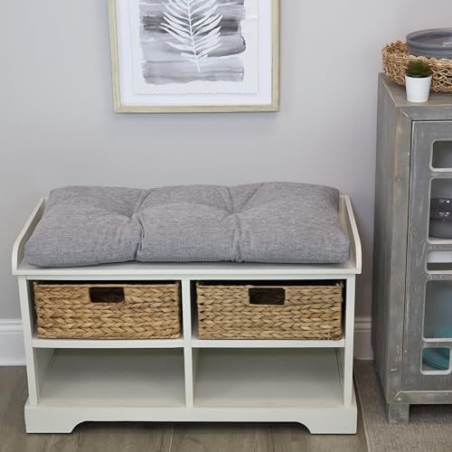 Klear Vu The Gripper Non-Slip Tufted Bench Cushion for Indoor Furniture, Assembled in USA, Entryway Storage, Bay Window, Corner Nook or Piano Seat, 30 Inches, Chenille Gray - Image 2