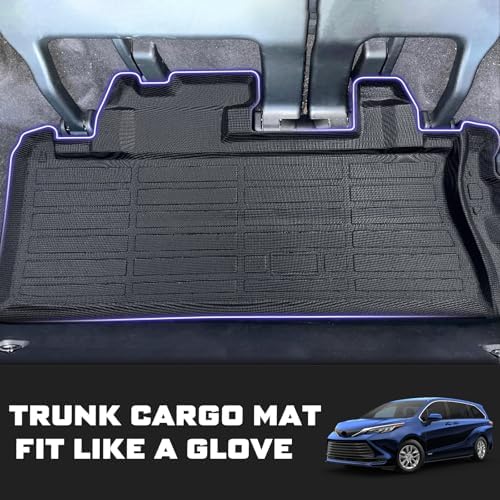 KUST Cargo Trunk Mat for 2021-2025 2026 Toyota Sienna Accessories, Rear Cargo Liner All Weather Car Mat, TPE Rubber, Raised Edge - Image 4