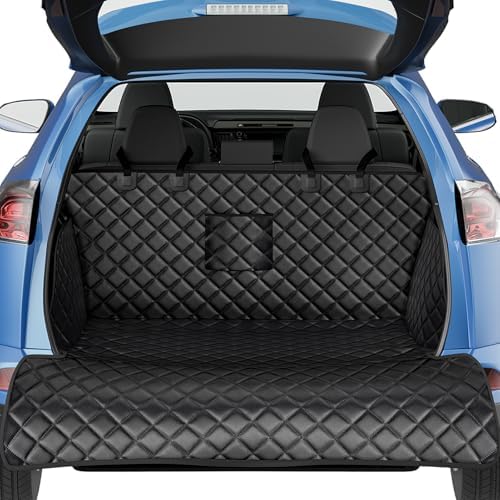 PETICON SUV Cargo Liner for Dogs, PU Leather Trunk Cover with Bumper Flap by PETICON