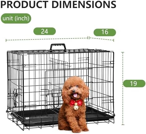 FDW | 24" Foldable Metal Dog Crate | Dark Black | Cage for Small Dogs - Image 6