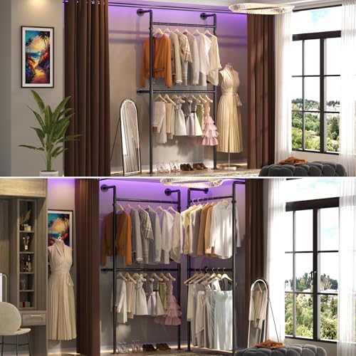 Aheaplus Industrial Pipe Clothing Rack, Reversible 3.5FT Clothes Rack - Image 3