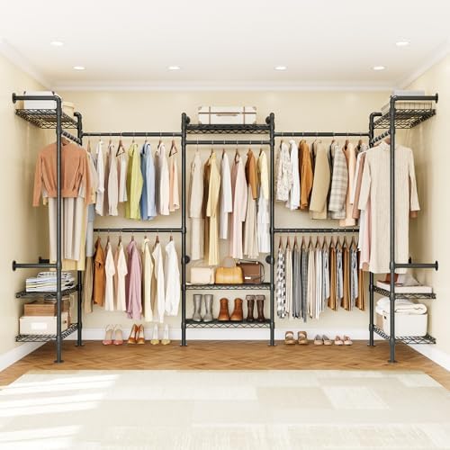 ONBRILL U5 Wall Mounted Closet System, Industrial Pipe Clothing Rack, Black by ONBRILL