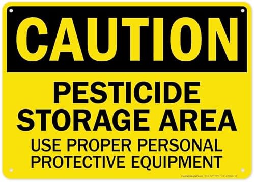 Caution Pesticide Storage Area Use Proper Personal Protective Equipment Sign, 10x14 Inches, Rust Free .040 Aluminum, Fade Resistant, Made in USA by My Sign Center by MySignCenter