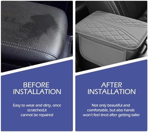 Car Center Console Cover, Breathable Fiber Leather Car Armrest Cover with 2 Storage Bags, Universal Vehicle Center Console Pad, Universal for SUV, Sedan, Truck (Gray) - Image 5