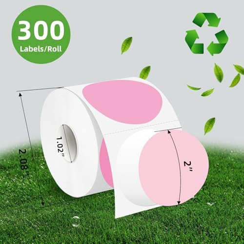 2 Inch Round Thermal Label Stickers, Pink Gradient Circle Thermal Stickers Labels, Direct Thermals Printer Label for Logo Design-300 Sheets/1 Roll - Image 2
