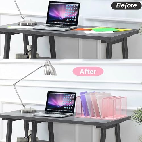 Kuntine.B 7-Section Upright Desk File Organizer Pink 2 Pack - Image 3