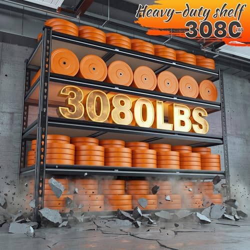 REIBII 48" W Garage Shelving 3080LBS Storage Shelves 5 Tier Industrial Shelving Adjustable Metal Storage Shelves for Garage, Basement, Warehouse, Commercial, Easy Assemble, 48" W x 72" H x 24" D, 4PC - Image 4