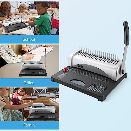 FLKQC 21 Hole Comb Binding Machine with 100PCS 3/8'' Plastic Comb Spines - Image 6