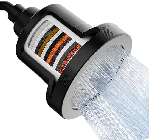 Mist Shower Filter Head for Hard Water Improves Skin, Hair, and Nails - Large, High Output Filtered Shower Head with Filter Softens Water and Removes Chlorine and Heavy Metals, Matte Black by MistWaterAirFilters