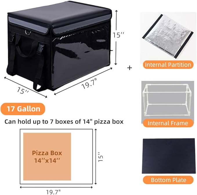 TooCust Insulated Bags For Food Delivery XXL 19.7" x 15" x 15", Commercial - Image 2