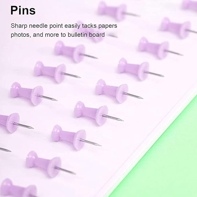 Purple Binder Clips and Paper Clips Push Pins Tacks Sets, Total 72 PCS Assorted - Image 4