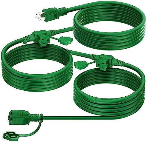 K KASONIC Outdoor Extension Cord 25 FT, Evenly Spaced 3 Outlets, Green by KASONIC