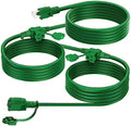 K KASONIC Outdoor Extension Cord 25 FT, Evenly Spaced 3 Outlets, Green by KASONIC
