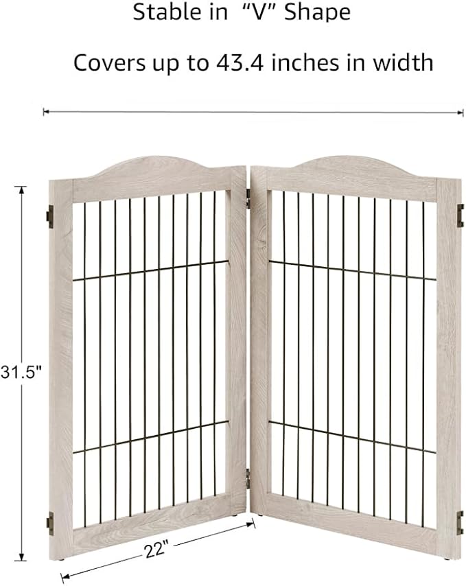 unipaws 44" Wide Dog Gate and Extension Kit, Free Standing Pet Gate, Wooden Dog - Image 4
