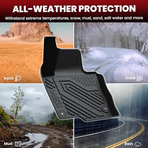 LASFIT Floor Mats for Volkswagen Tiguan 2009-2017, All Weather TPE Custom Fit Floor Liners for 1st & 2nd Rows Car Mats & Trunk Mats for VW Tiguan Accessories, Black - Image 6