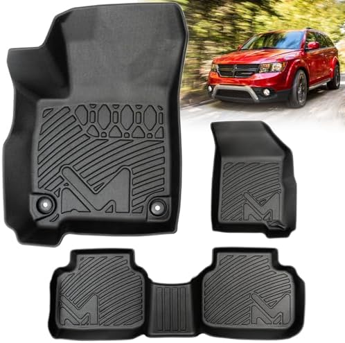 TPE Automotive Floor Mats Custom for 2011-2020 Dodge Journey, All Weather Cover Protection Waterproof Black Floor Liner Front & Rear Row Full Set Car Mats, 3PCS by CMVTAuto