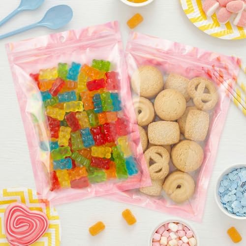 FUNFERY 100 Pack Rainbow Clear Window Smell Proof Holographic Mylar Bags - Image 3
