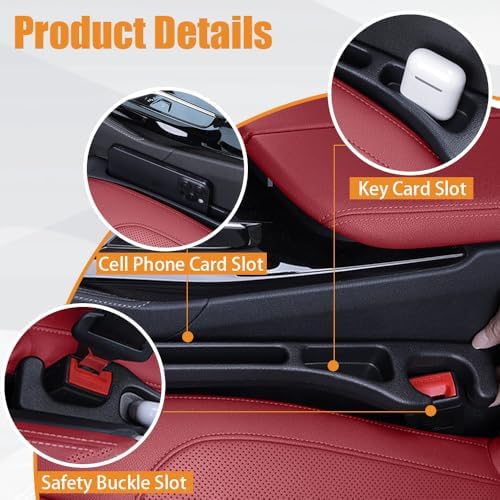 Car Seat Gap Organizer,Seat Gap Filler with Seat Belt Holes,Universal Fit for SUV/Truck/Pickup(Black,2Pack) - Image 3