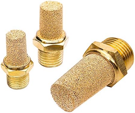 Beduan 3 Pcs Pneumatic Brass Exhaust Muffler Filter, 1/8" Male Thread Hex Sintered Silencer Air Line Fitting by Beduan