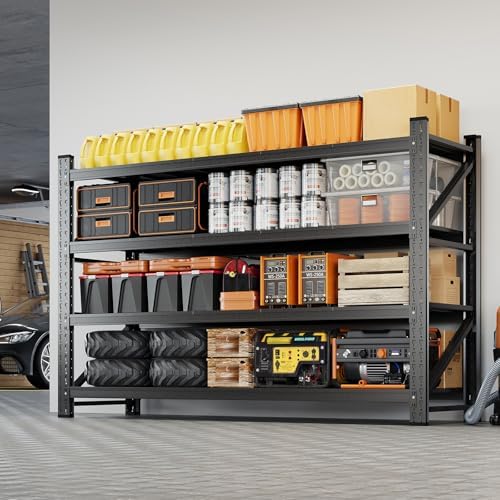 Yizosh 75" W Metal Garage Storage Shelves,8000LBS Heavy Duty 4-Shelf Adjustable Steel Organization Shelving,Utility Rack Shelf,75" W x 24" D x 70" H for Basement,Warehouse,Industrial - Image 6