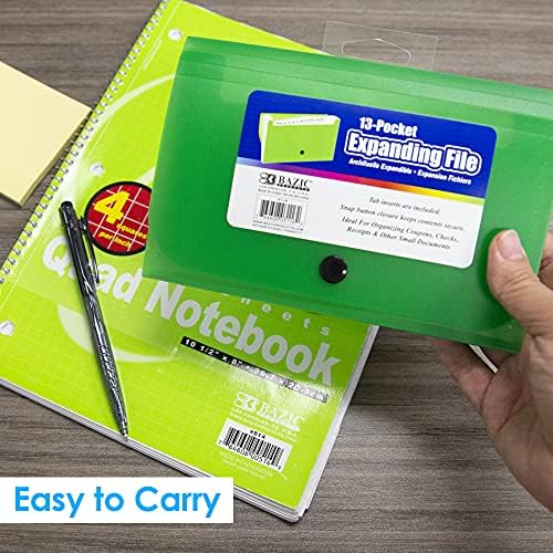 BAZIC Products 13-Pocket Poly Expanding File, Coupon/Check Size, 24-Box - Image 6
