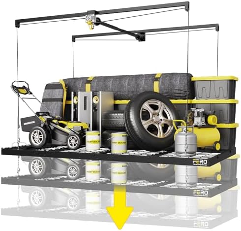 FERO Overhead Garage Storage Rack 4x8, 500 lb Heavy-Duty Capacity by FERO