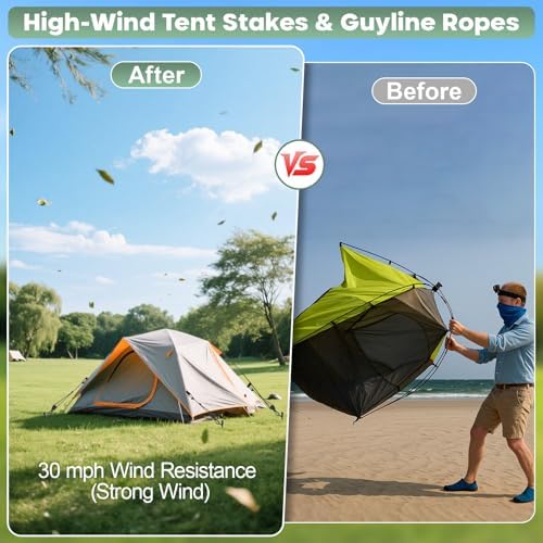 Tinnmao 8-Pack 17.7" Tent Stakes Heavy Duty, with 8" Ratchet Tie Down Straps (1/8" φ) Kit for High Wind, 8mm Solid Steel Spiral Ground Anchors Screw in for Tarp | Canopy | Sand Beach Camping Tent - Image 6