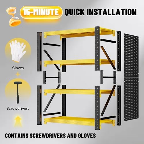 Heavy‑Duty Garage Shelving Unit with Pegboard, 3000 LBS Total Load Capacity - Image 6
