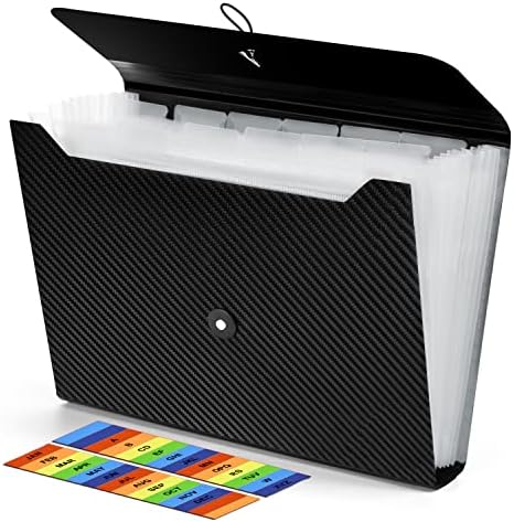 Expanding File Folder, 13 Pockets Accordion File Organizer, A4 Letter Size Paper Document Receipt Organizer Accordian Filing Folder for Classroom, Home, Office and Travel by Nicecho