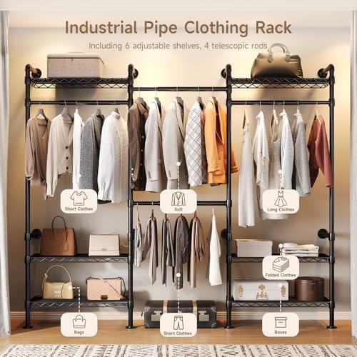 ComfyCorner Wall Mounted Garment Rack, Industrial Pipe Clothing Rack Black - Image 5